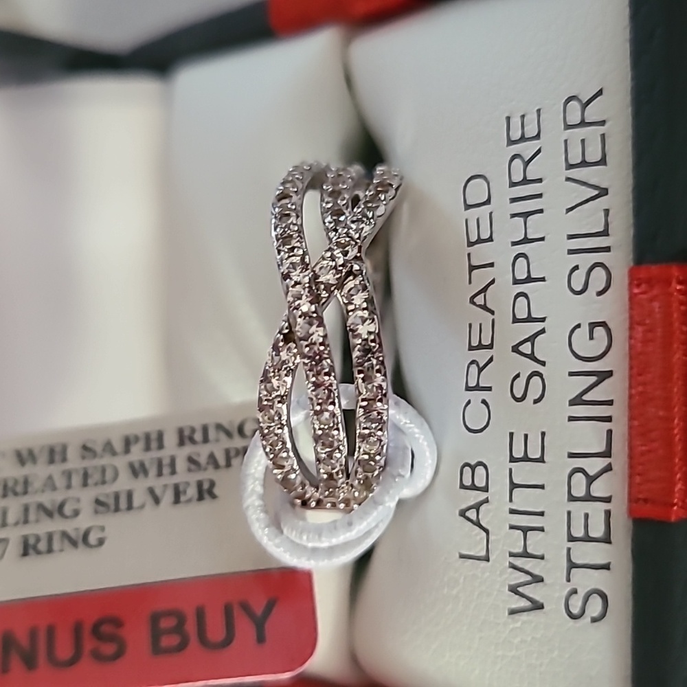 FINE JEWELRY WHITE SAPPHIRE STERLING SILVER RING SIZE 7